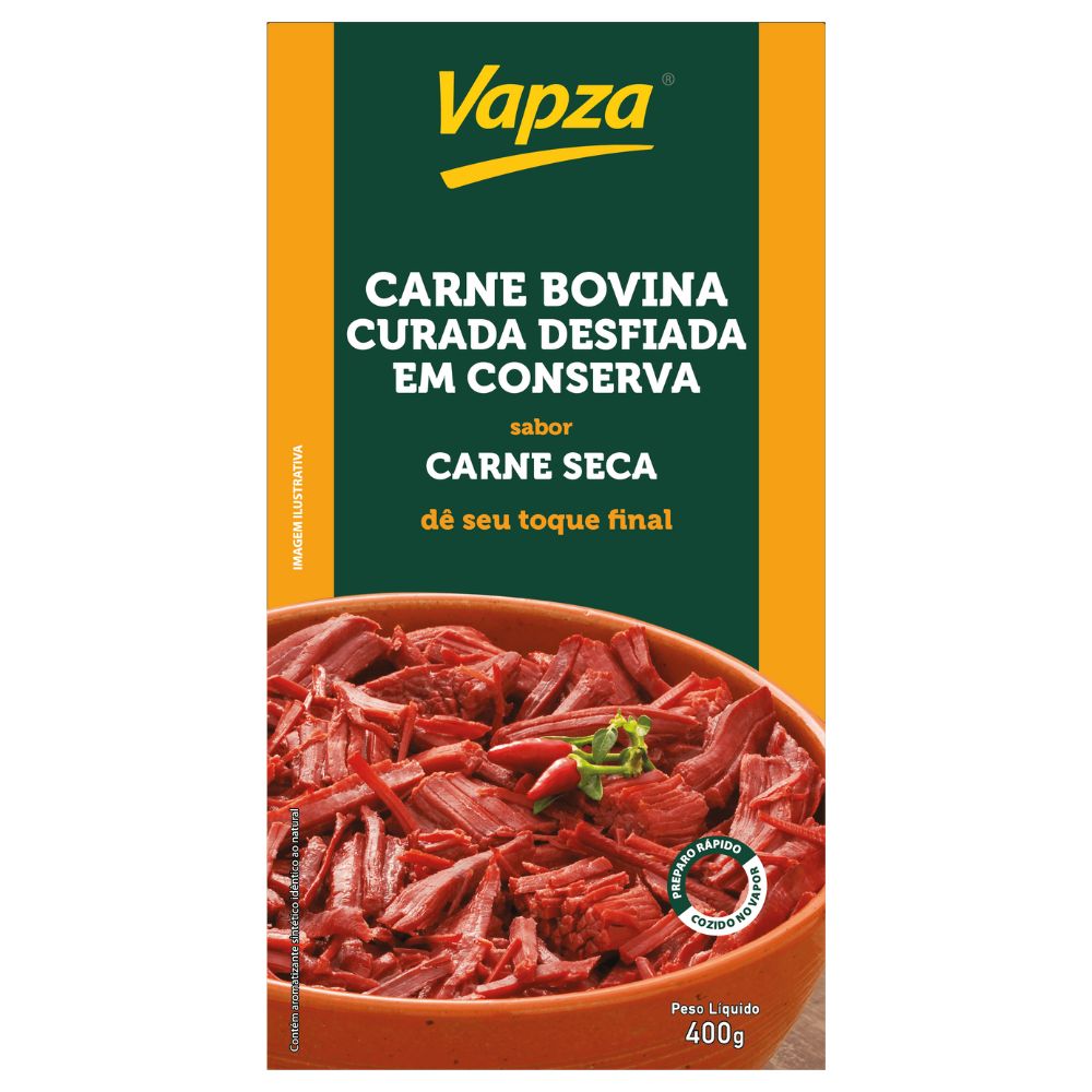 Carne Bovina Curada Desfiada Sabor Carne Seca Vapza 400g