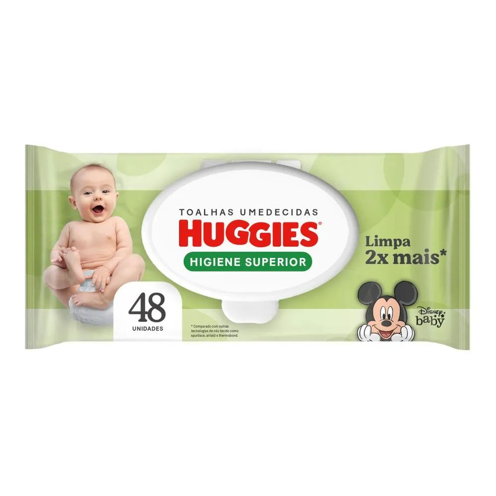 Toalha Umedecida Infantil Disney Baby Huggies Max Clean Pacote 48 Unidades