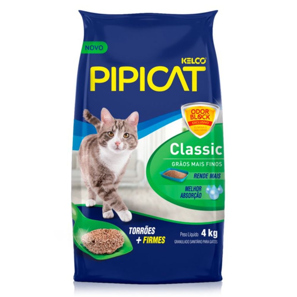 Areia Sanitária para Gatos Classic Pipicat Pacote 4kg