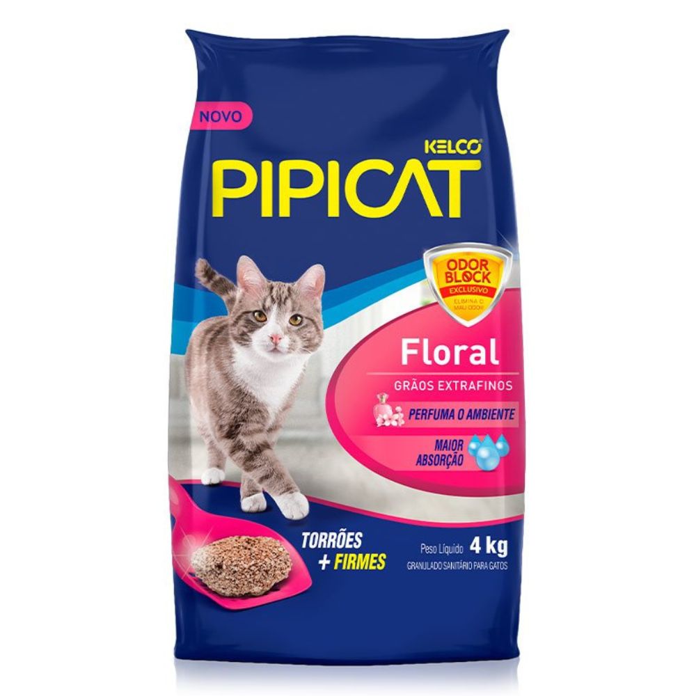 Areia Sanitária para Gatos Floral Pipicat Pacote 4kg