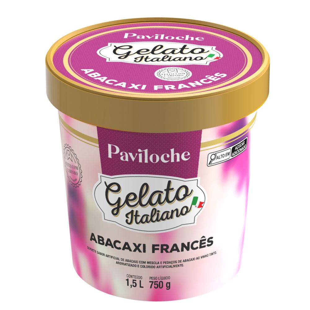 Gelato Italiano Abacaxi Francês Paviloche Pote 1,5L