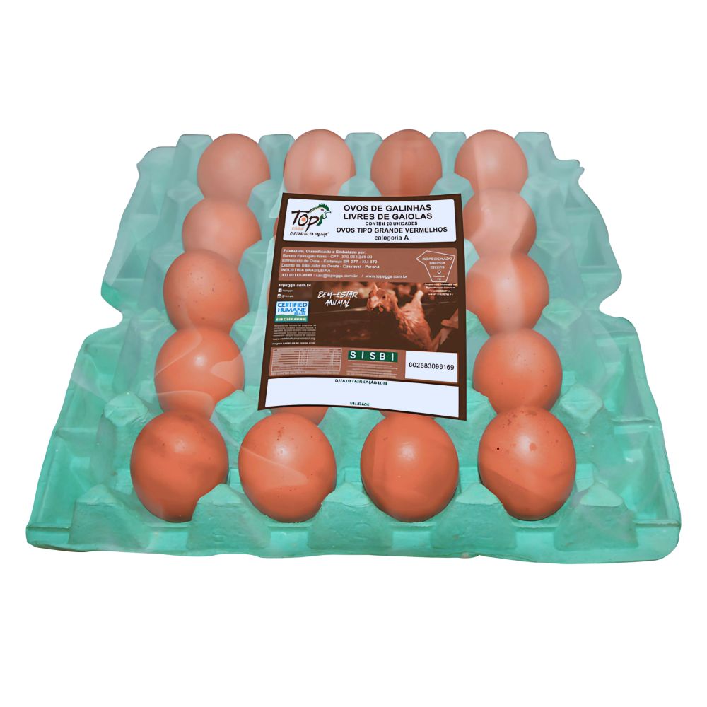 Ovos Top Eggs Vermelhos Galinhas Livres 20 Unidades