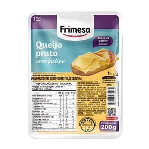 Queijo Prato Zero Lactose Fatiado Frimesa 200g
