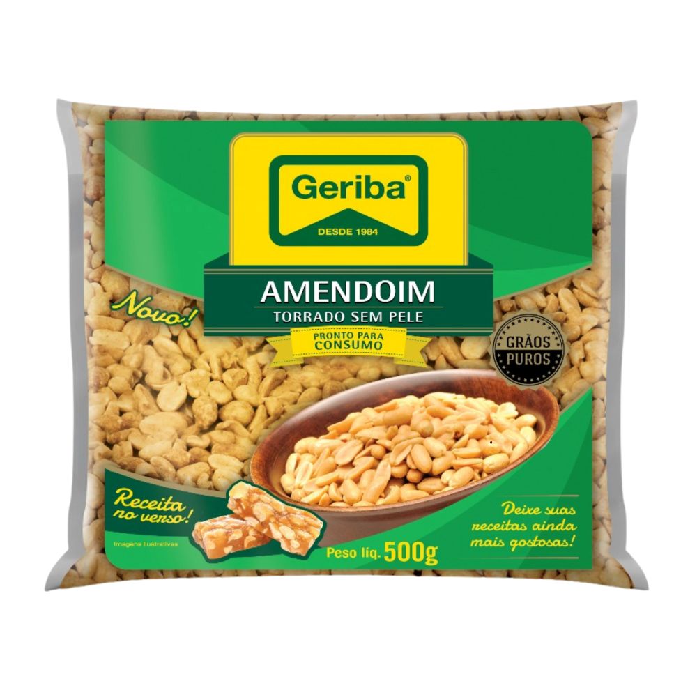 Amendoim Torrado Sem Pele Geriba 500g