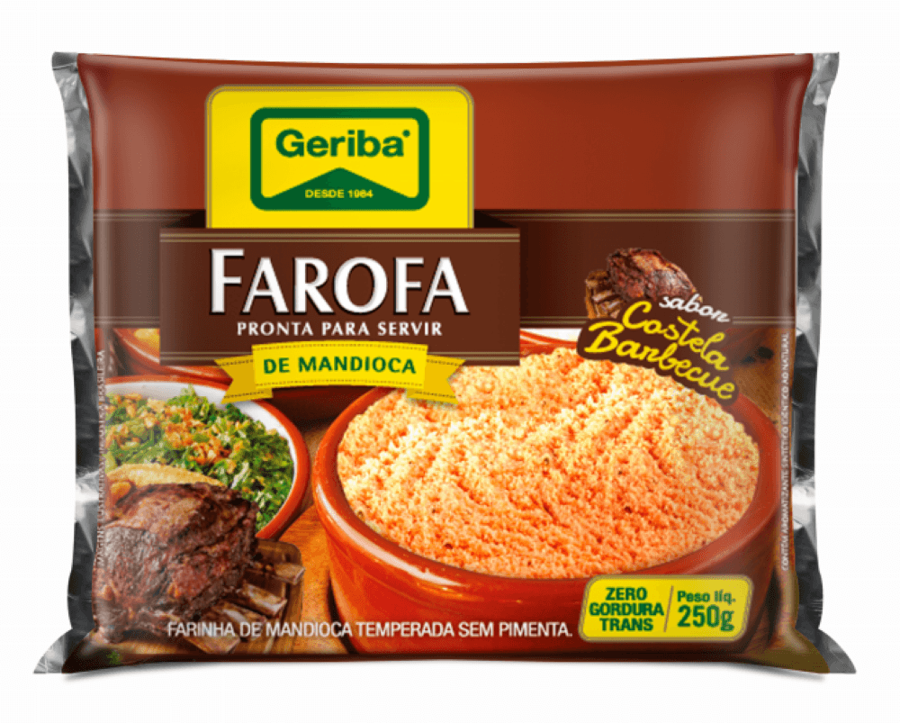 Farofa Pronta de Mandioca Sabor Costela Barbecue Geriba 250g