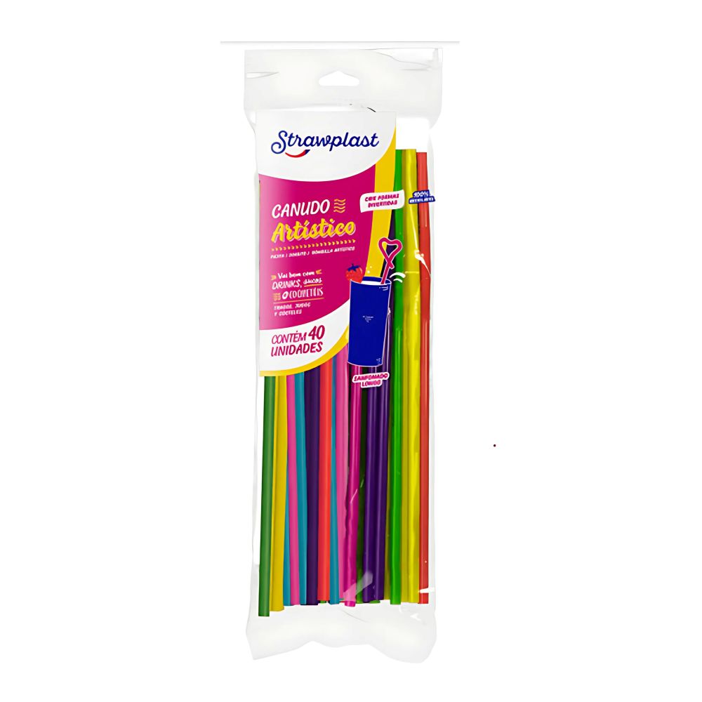Canudo Articulado Color Big Festa Pacote com 40 Unidades