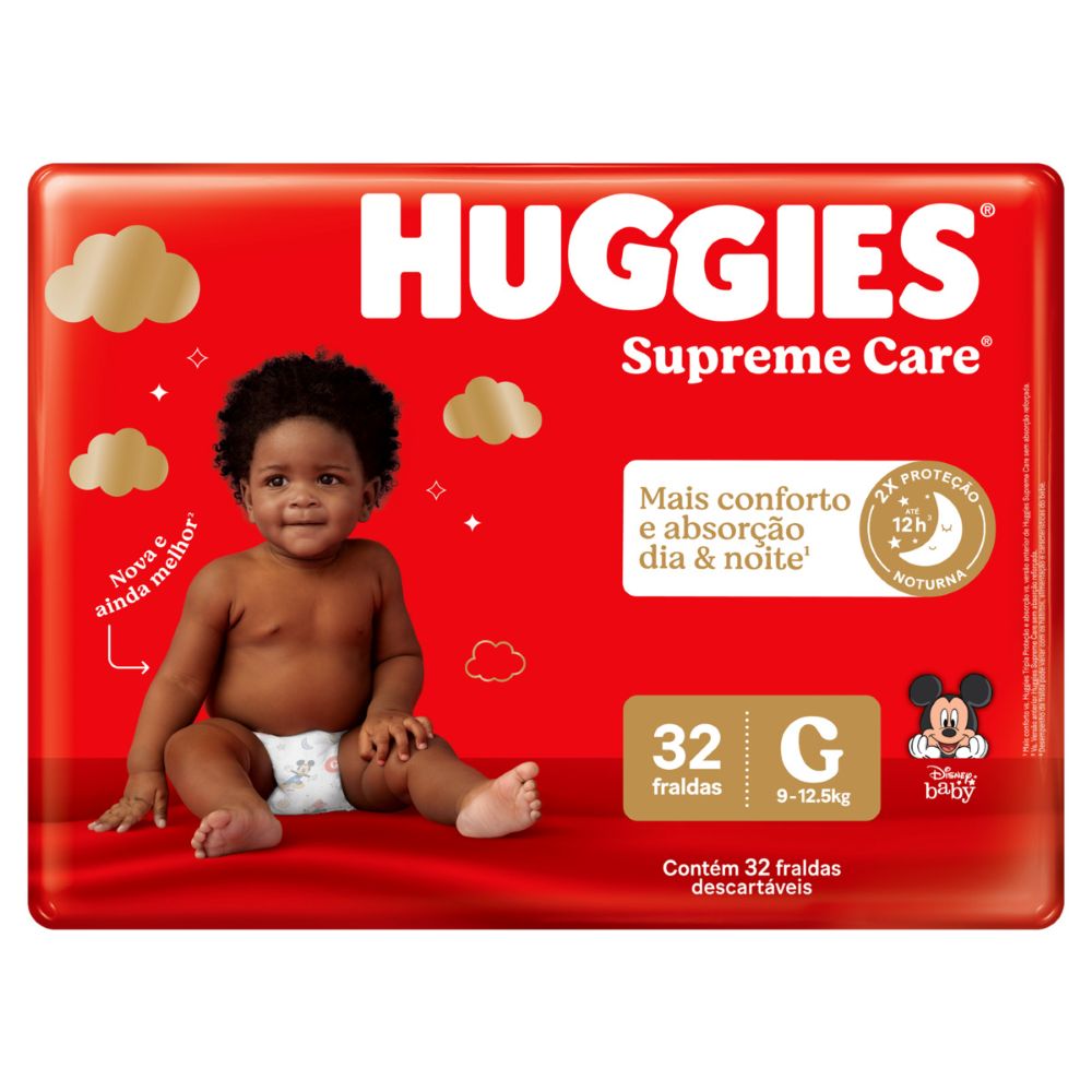Fralda Huggies Supreme Care G 32 unidades