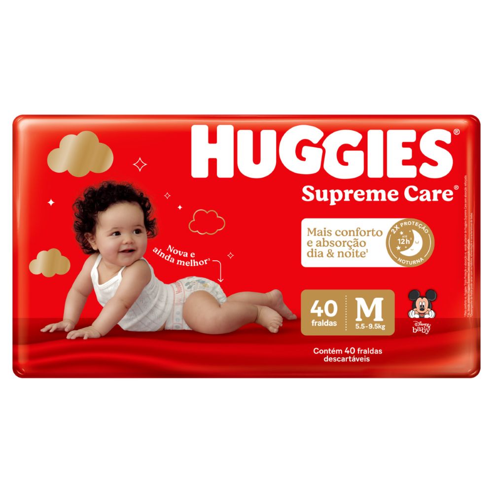 Fralda Huggies Supreme Care M 40 unidades