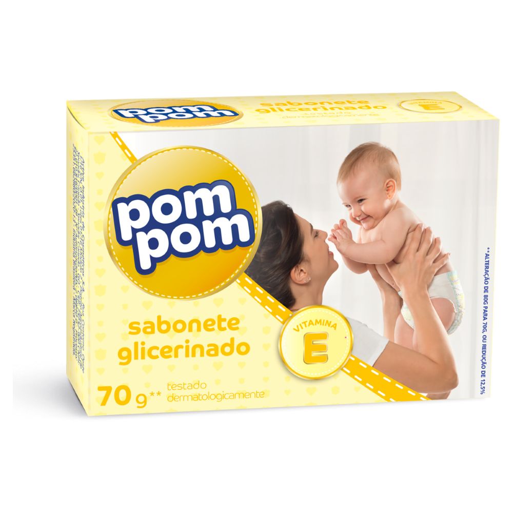 Sabonete Infantil Barra Glicerinado Pom Pom Caixa 70g