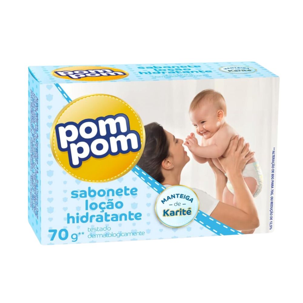 Sabonete Infantil Barra Loção Hidratante Pom Pom Caixa 70g