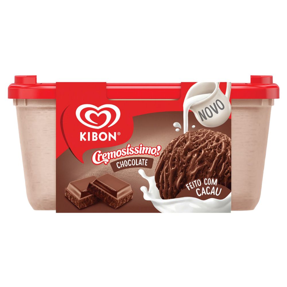 Sorvete Chocolate Kibon Cremosíssimo Pote 1,5L