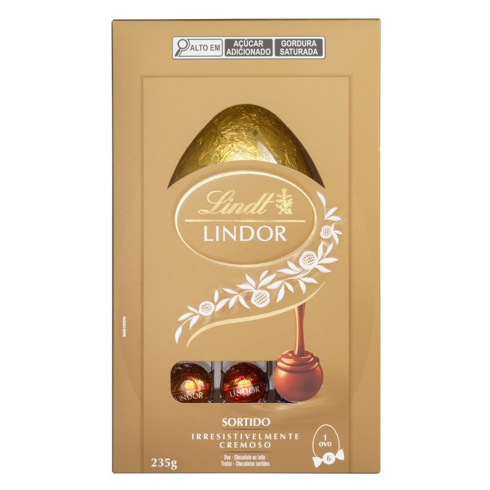 Ovo de Páscoa ao Leite Recheio Trufa Sortida Lindt Lindor Caixa 235g