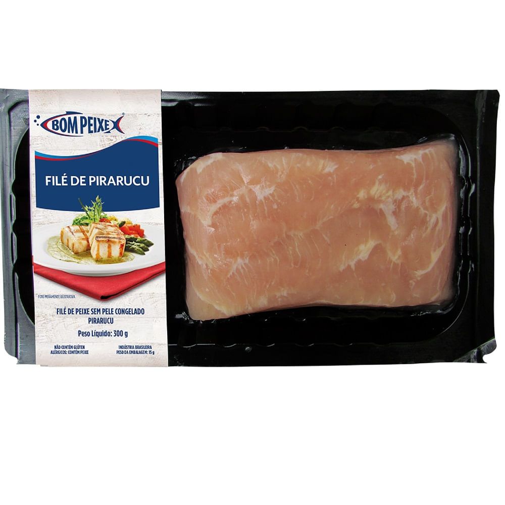 Filé de Pirarucu Sem Pele Congelado Bom Peixe 300g