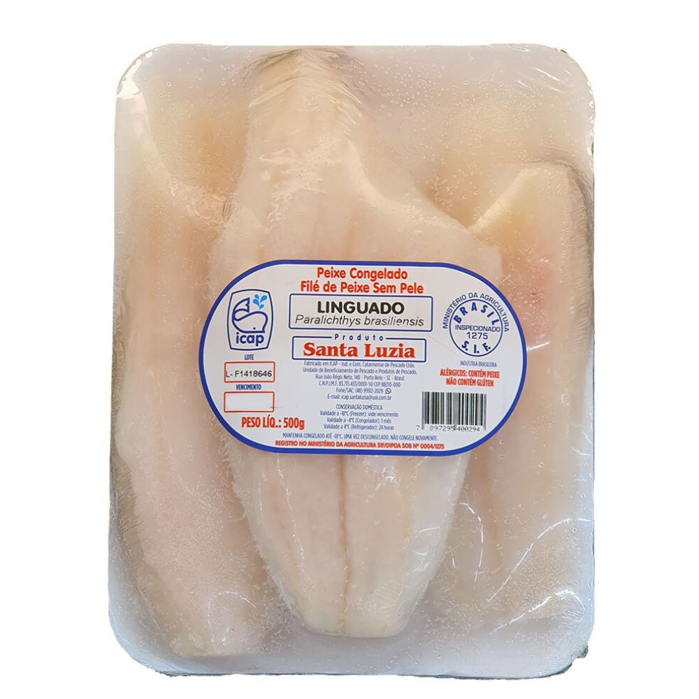 Filé de Peixe Linguado Icap Congelado Santa Luzia 500g