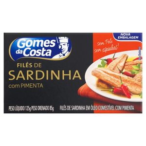 Filé de Sardinha em Óleo com Pimenta Gomes da Costa Caixa 85g