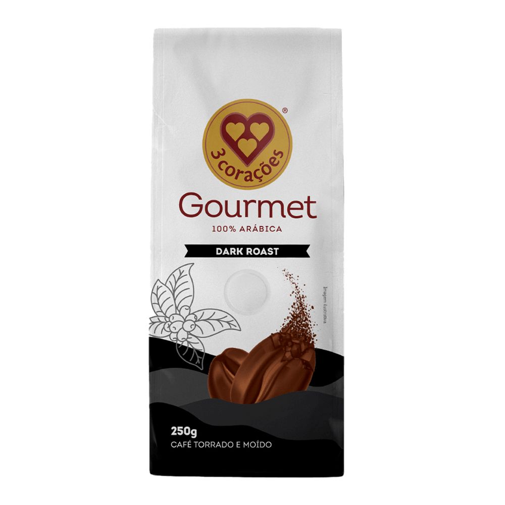 Café 3 Corações Gourmet Dark Roast Pacote 250g