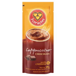 Cappuccino Solúvel Chocolate 3 Corações Sachê 20g