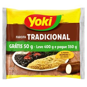 Farofa de Mandioca Tradicional Yoki Pacote Leve 400g  Pague 350g