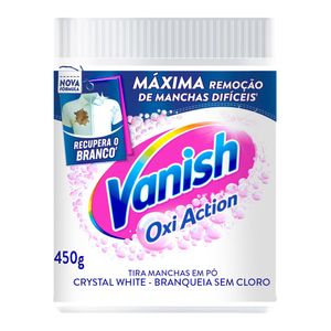 Tira-Manchas Pó Roupas Brancas Vanish Oxi Action Crystal White Pote 450g