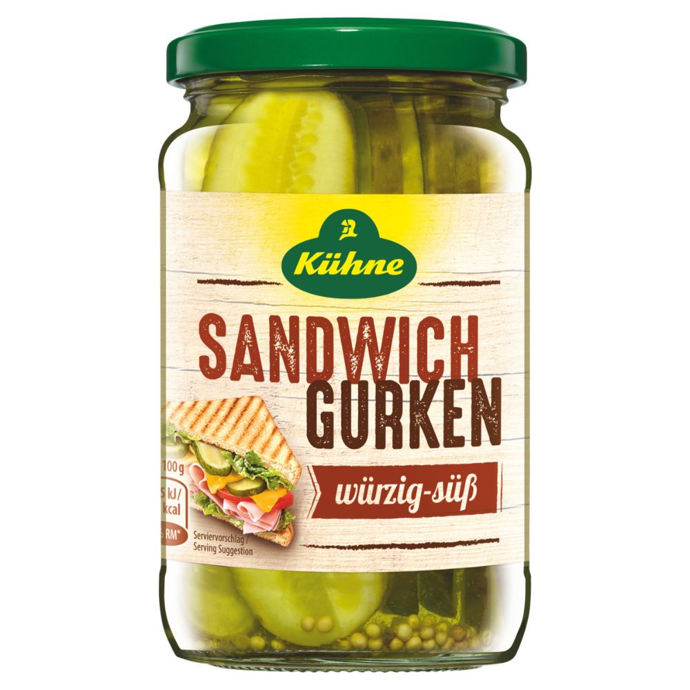 Pepino em Conserva Fatiado Tradicional Kühne Vidro 185g