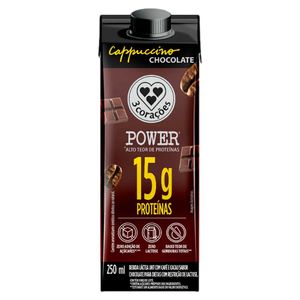 Bebida Láctea UHT Cappuccino Chocolate Zero Lactose 3 Corações Power 250ml