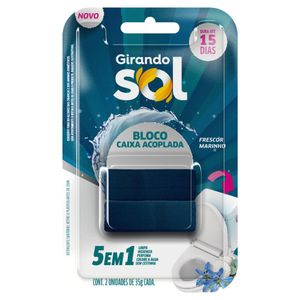 Detergente Sanitário Bloco para Caixa Acoplada Frescor Marinho Girando Sol 70g