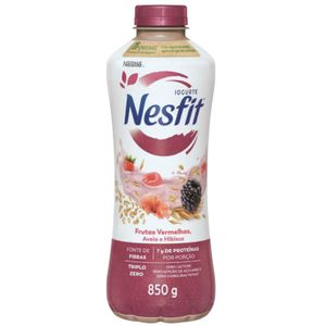 Iogurte Desnatado Frutas Vermelhas, Aveia e Hibisco Zero Lactose Nesfit Garrafa 850g