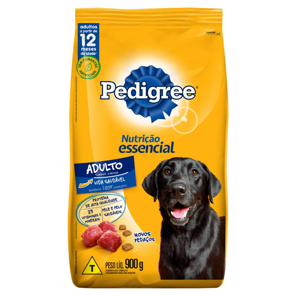 Ração Pedigree Nutrição Essencial Carne para Cães Adultos 900g