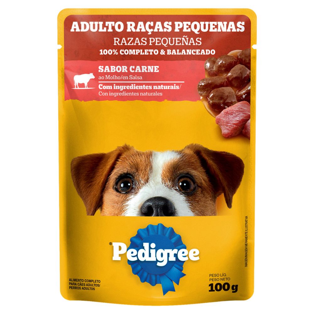 Ração Úmida Pedigree Sachê Carne ao Molho para Cães Adultos de Raças Pequenas 100g