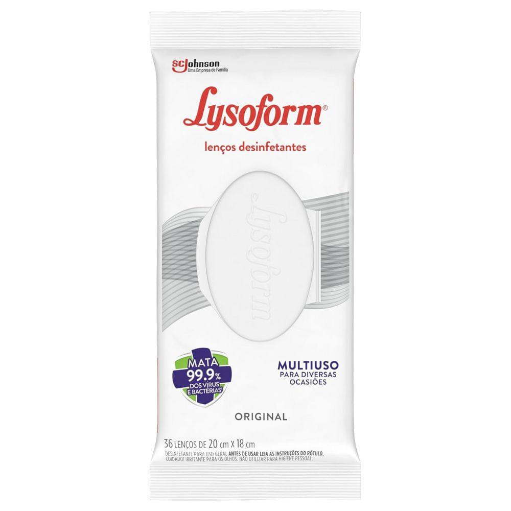 Lenço Umedecido Desinfetante Original Lysoform Pacote 36 Unidades