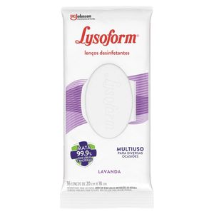Lenço Umedecido Desinfetante Lavanda Lysoform Pacote 36 Unidades