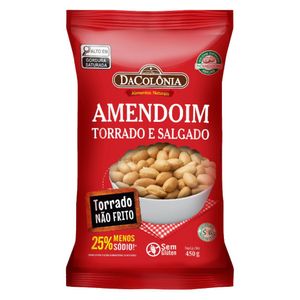 Amendoim Torrado e Salgado DaColônia Pacote 450g