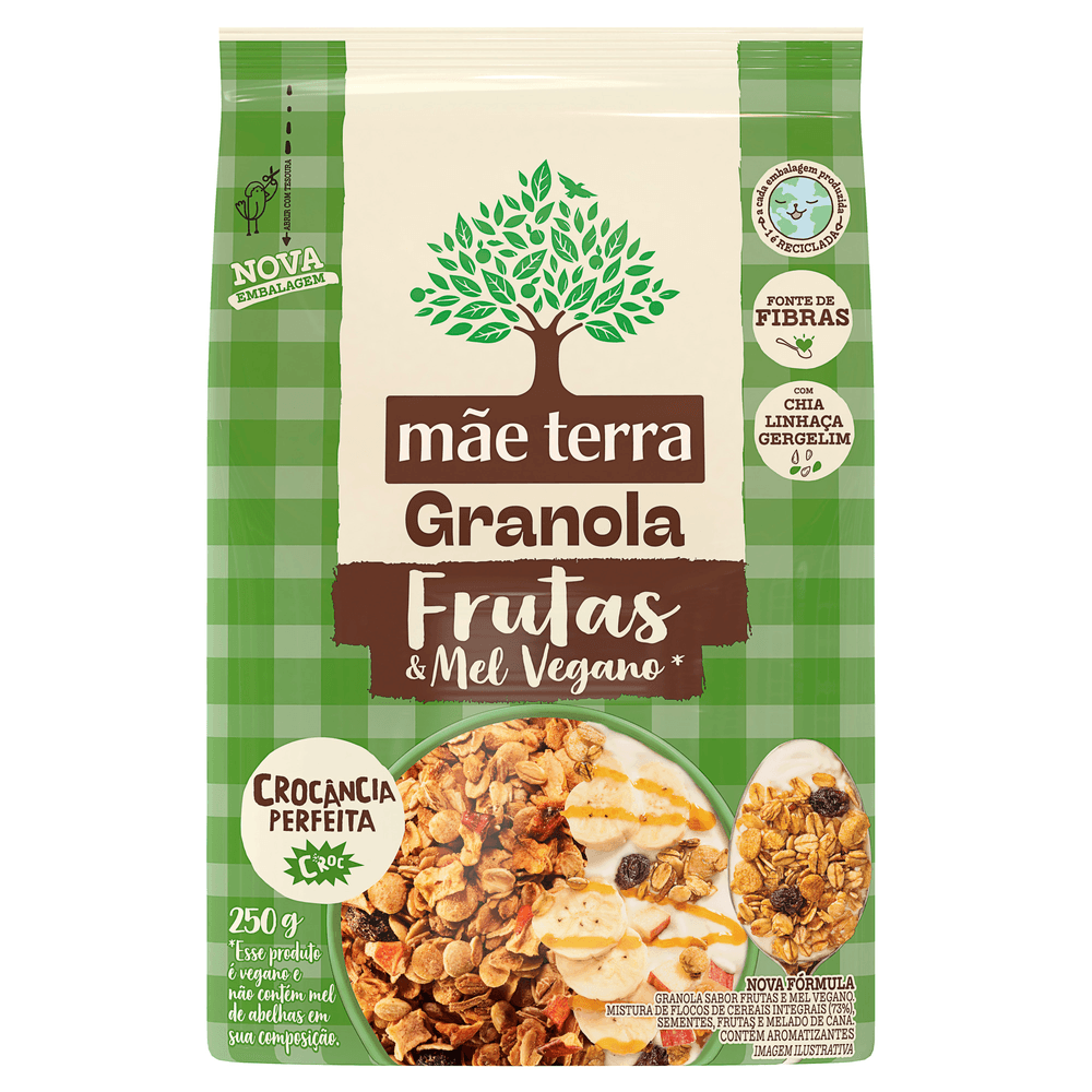 Granola Integral com Frutas e Mel Vegano Sophia Medina Mãe Terra Pacote 250g