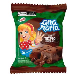 Bolo Triplo Chocolate Recheio Chocolate Ana Maria Pacote 70g 2 Unidades