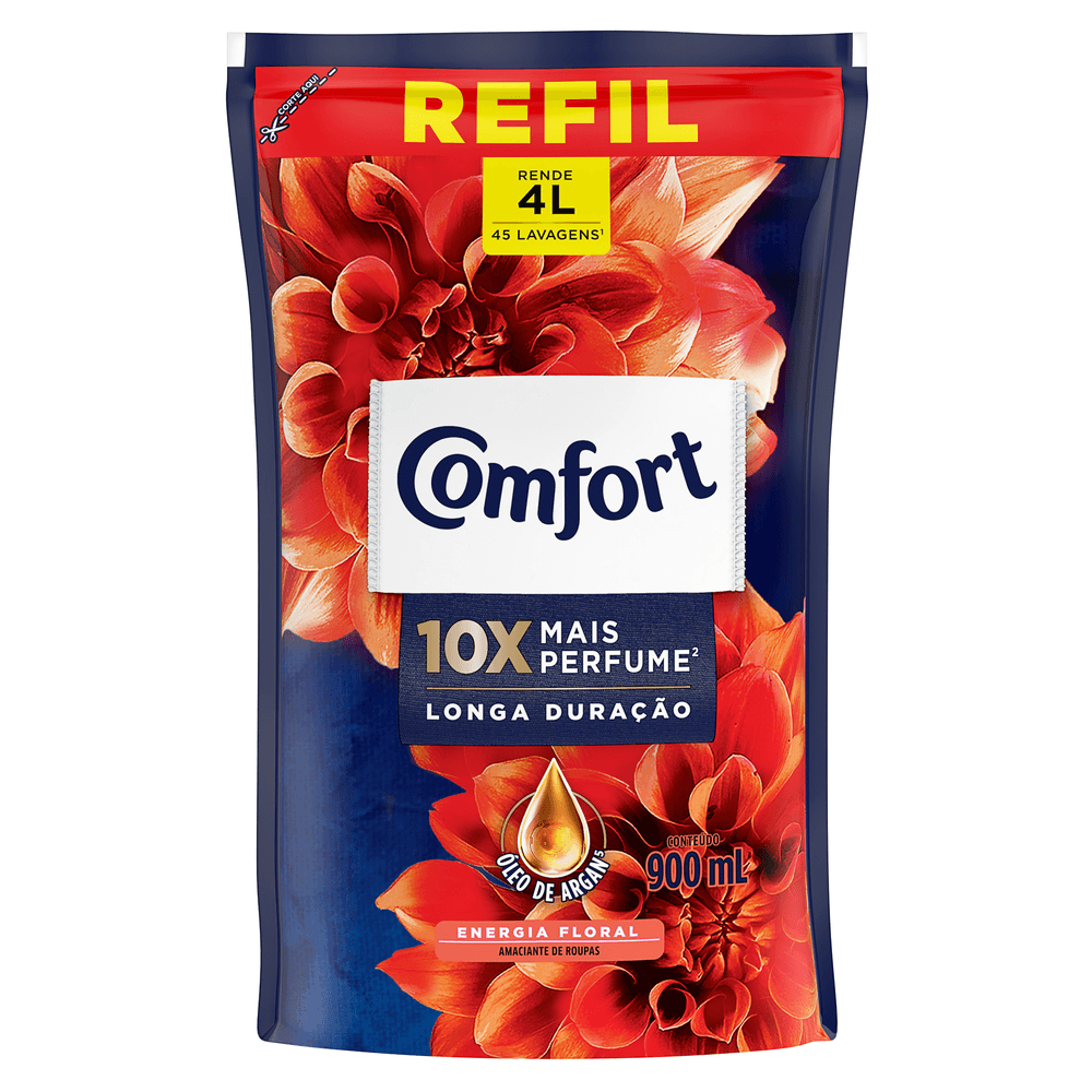 Amaciante de Roupa Concentrado Energia Floral Comfort Sachê 900ml Refil