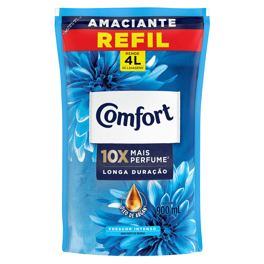Amaciante de Roupa Concentrado Frescor Intenso Comfort Sachê 900ml Refil