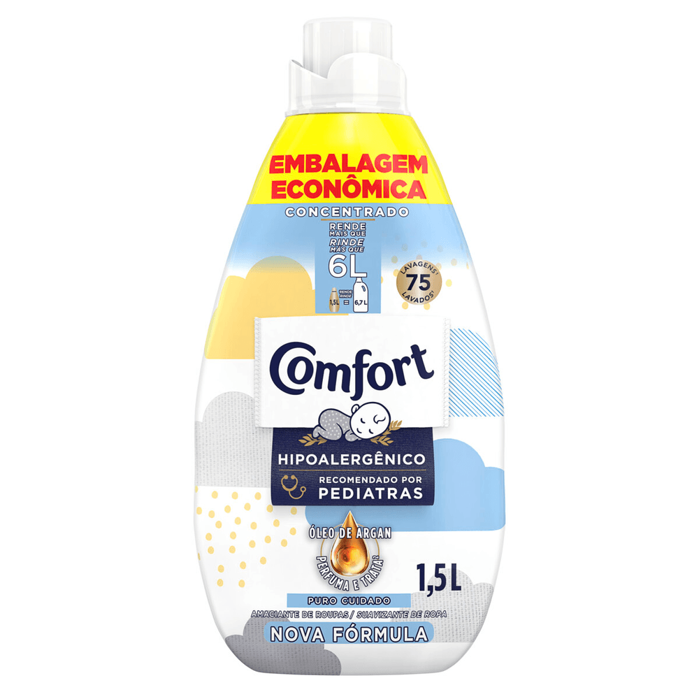 Amaciante de Roupa Concentrado Puro Cuidado Comfort Frasco 1,5l Embalagem Econômica