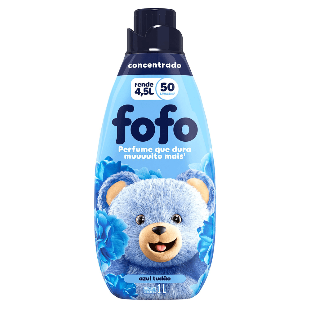 Amaciante de Roupa Concentrado Azul Tudão Fofo Frasco 1L