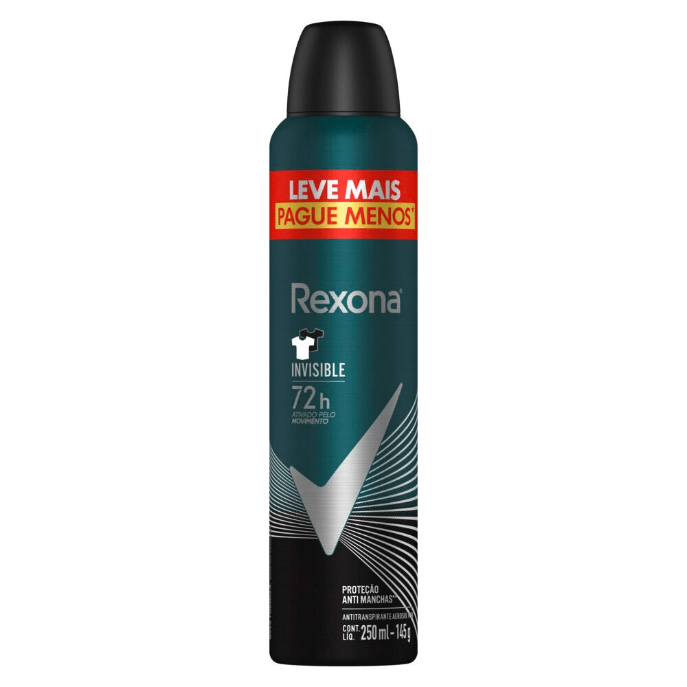 Antitranspirante Aerossol Invisible Rexona Men 250ml Spray Leve Mais Pague Menos