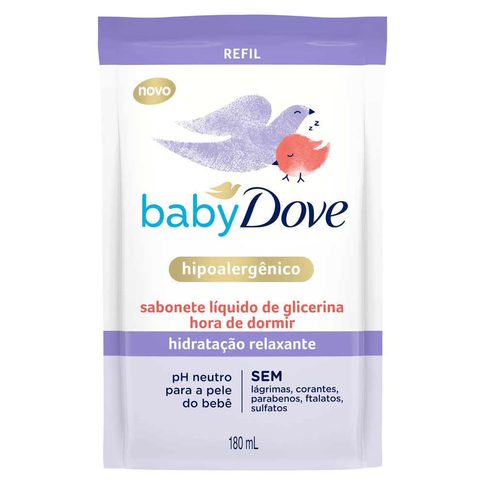 Sabonete Bebê Líquido de Glicerina Hidratação Relaxante Dove Baby Hora de Dormir Sachê 180ml Refil