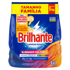 Lava-Roupas Pó Roupas Brancas e Coloridas Brilhante Limpeza Total Pacote 4kg Tamanho Família
