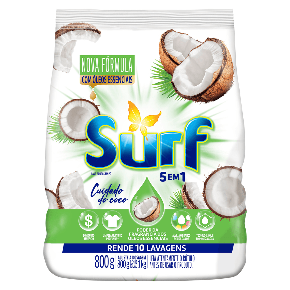 Sabão em Pó 5 em 1 Surf Cuidado do Coco 800g
