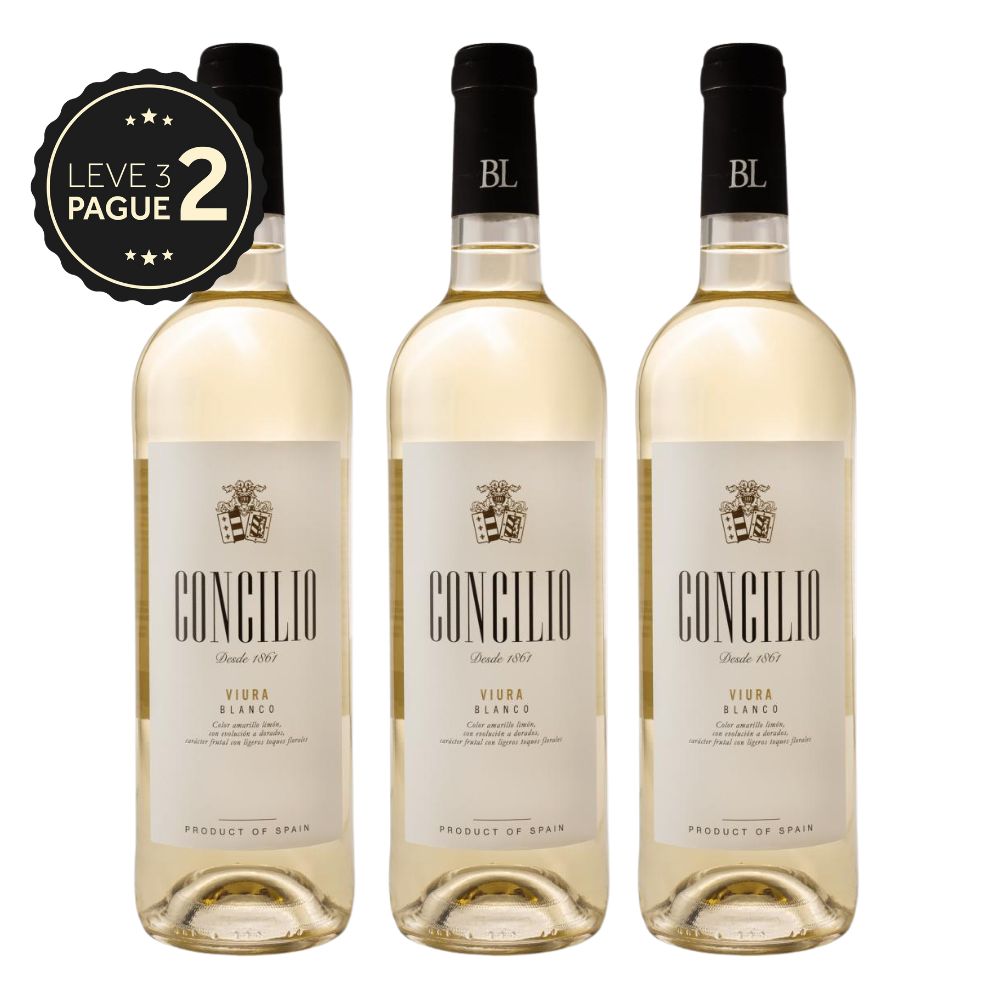 Vinho Espanhol Concilio Branco 750ml Leve 3 Pague 2 KIT PRONTO