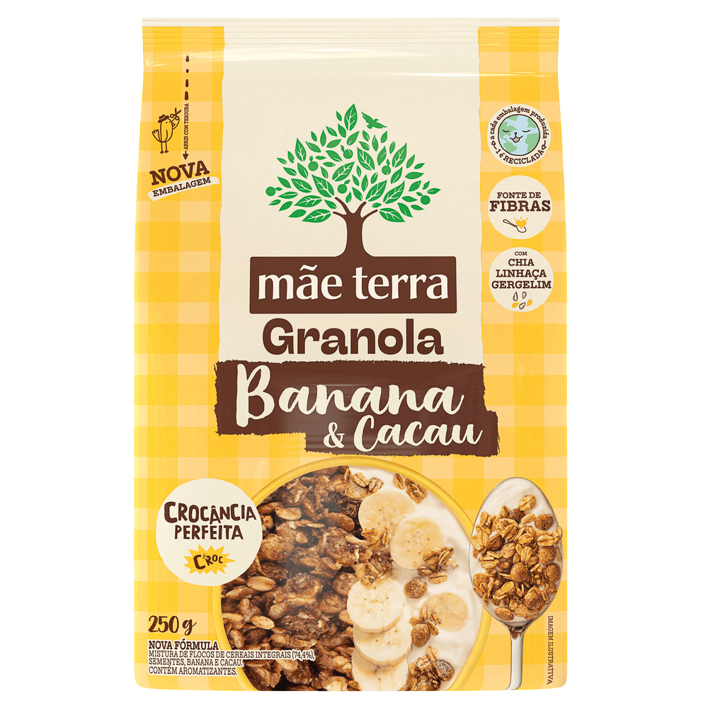 Granola Integral Banana & Cacau Mãe Terra Pacote 250g