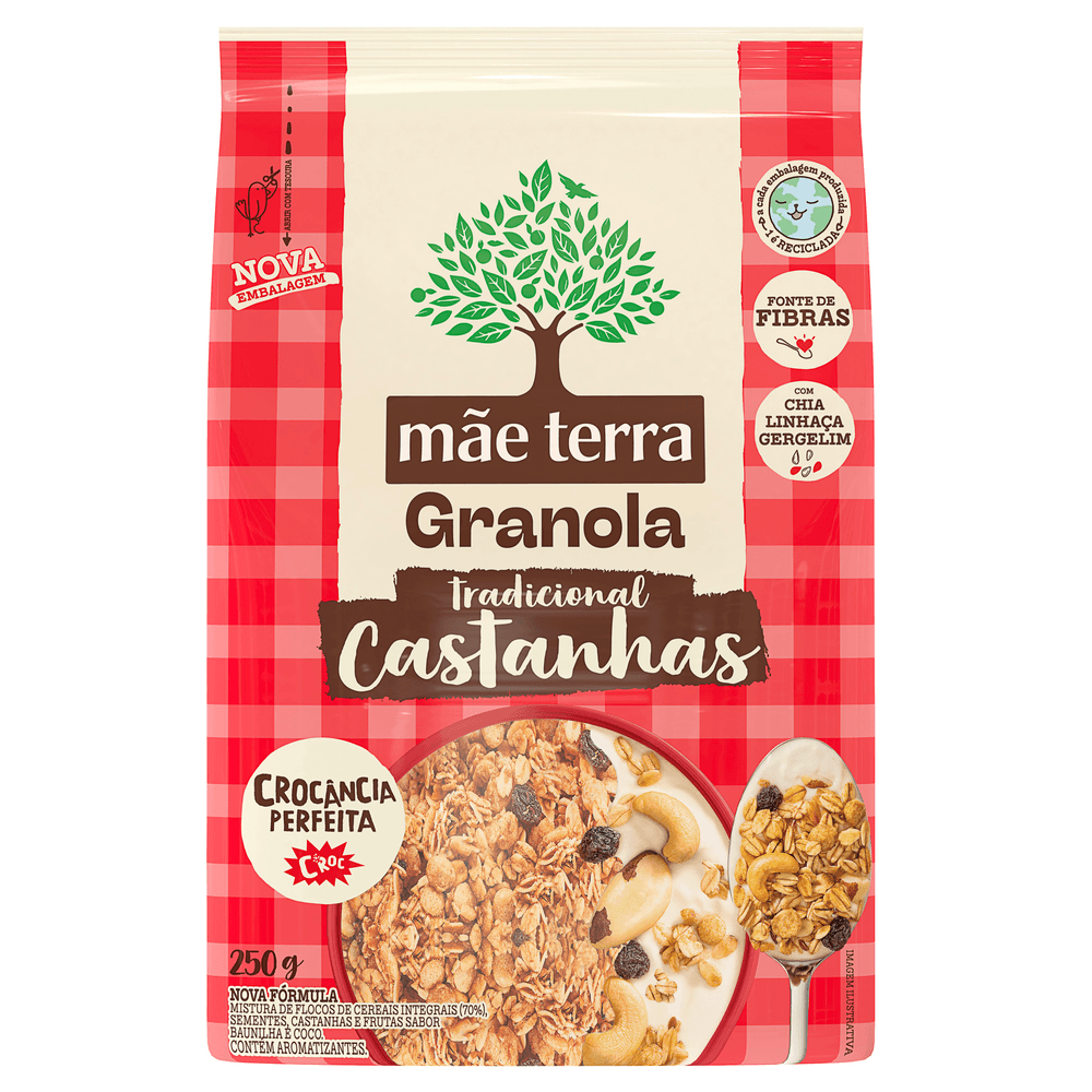 Granola Integral com Castanhas Brasileiras Tradicional Italo Ferreira Mãe Terra Pacote 250g