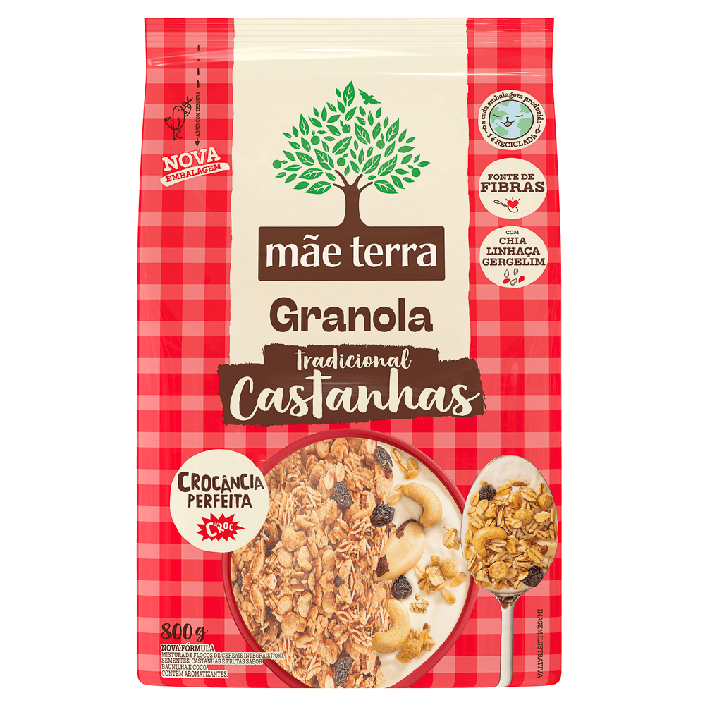 Granola Tradicional com Castanhas Brasileiras Mãe Terra Pacote 800g