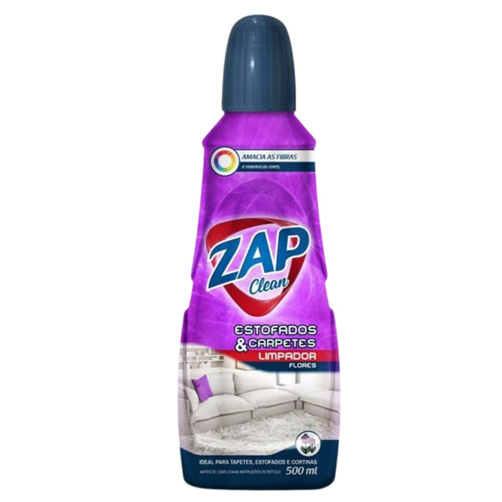 Limpa Estofados e Carpetes Líquido Flores Zap Clean Frasco 500ml