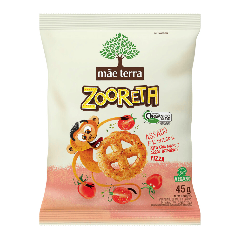 Salgadinho Orgânico Infantil Mãe Terra Zooreta Pizza 45g