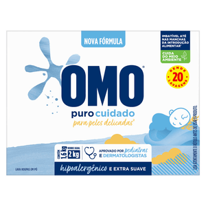 Lava-Roupas Pó Omo Puro Cuidado Caixa 1,6kg
