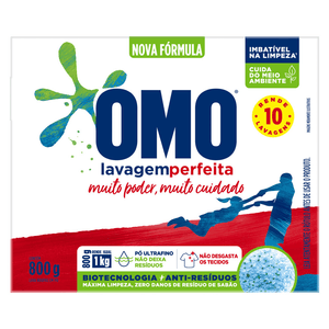 Lava-Roupas Pó Omo Lavagem Perfeita Caixa 800g